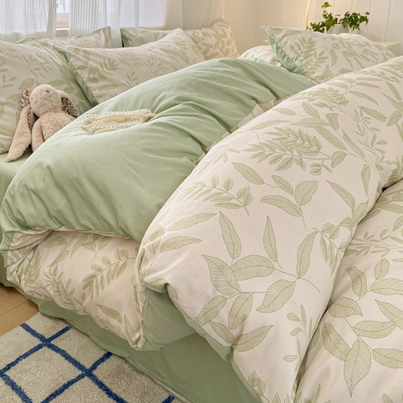 小清新純綿4点セット寝具布団カバー全綿花柄布団カバー寮シーツ人3点セット