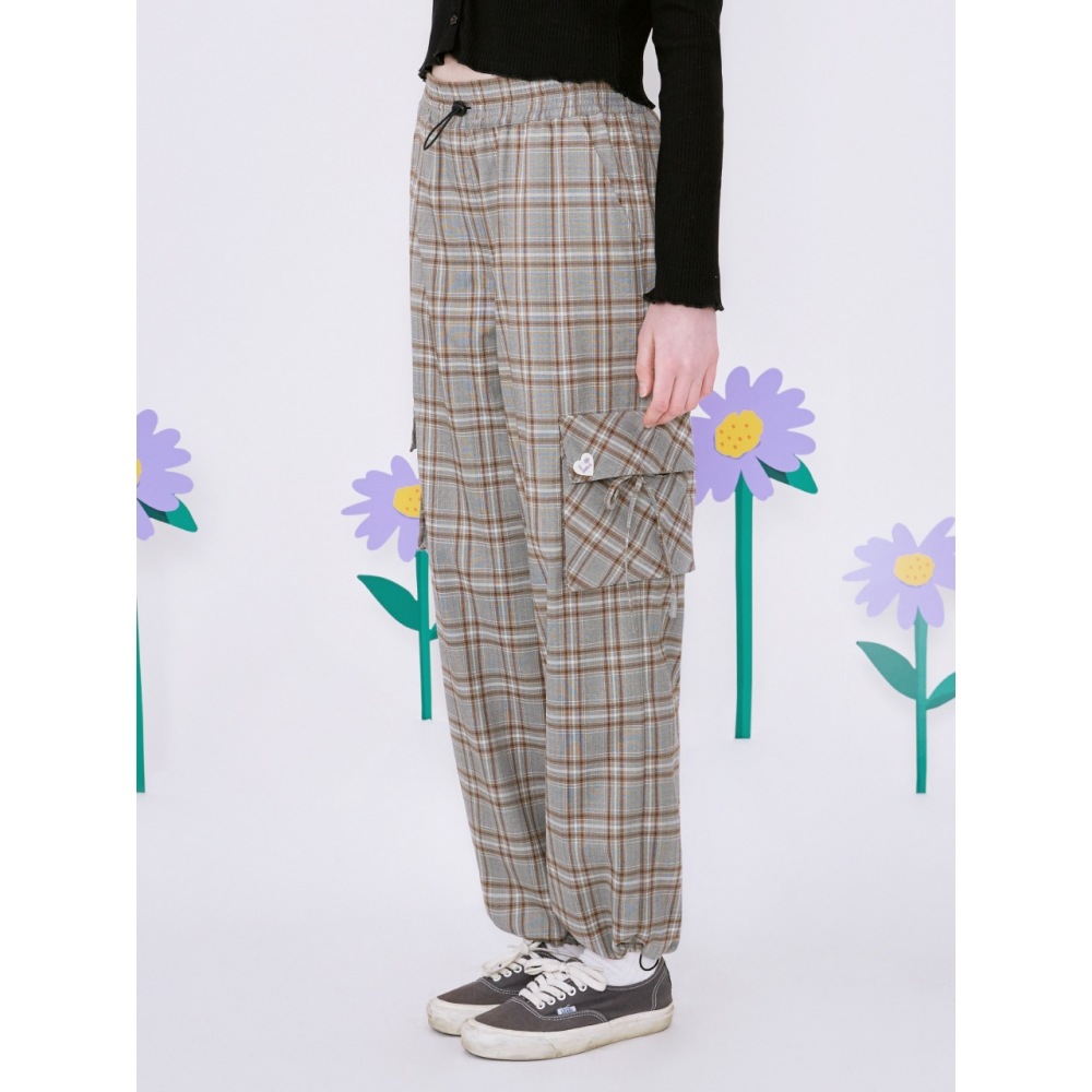 ROLAROLA (PT 20142) チェック カーゴストリング ジョガーパンツ マルチ