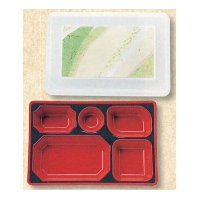 (業務用弁当箱10セット)FW-500 ダイナミック副食 〔本体〕黒(内赤40)/〔蓋〕透明・花吹雪(ピンク) 業務用弁当箱10セット)FW-500 ダイナミック副食 〔本体〕黒(内赤