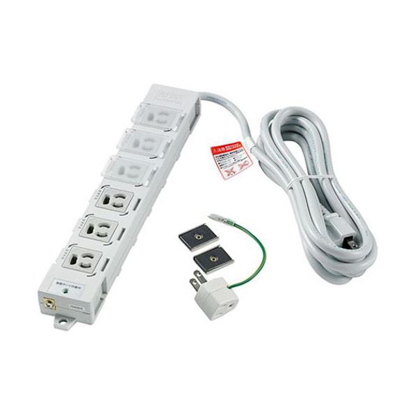 (まとめ）ELPA カバー付事務所向けタップ耐雷サージ機能付 6個口 3m OAT-JPC63SB 1個(×3セット)