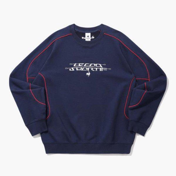 長袖Tシャツ NQJ QQ123LFS21-DNV パイピングロゴ刺繍 スウェットシャツ / ダークネイビー