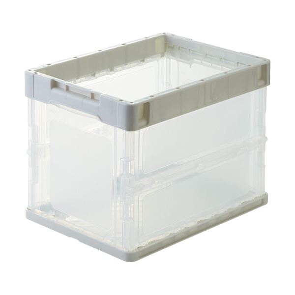 （まとめ） TANOSEE折りたたみコンテナ 軽量タイプ フタなし 20L ホワイト／透明 1台 [x3セット]