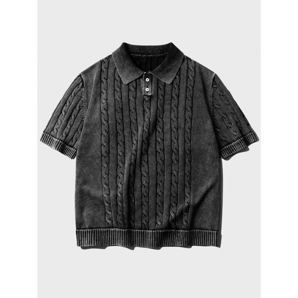 WV PROJECT ツイストウォッシュショートスリーブニットウォッシュドブラック MJKN7710