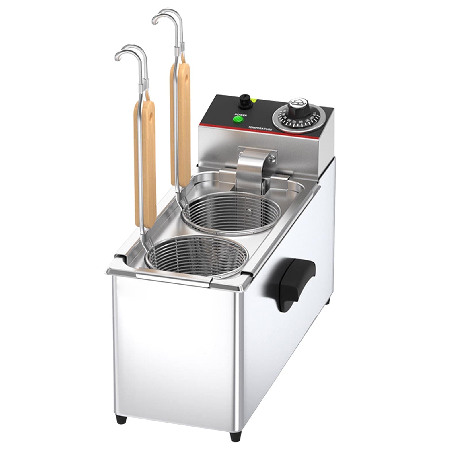 電気式ゆで麺器 多用途 うどん ラーメン てぼ 麺湯切り パスタ揚げ 茹で上げ 煮込み料理 煮物 家庭用 ステンレス鋼製 日本語の説明書付き