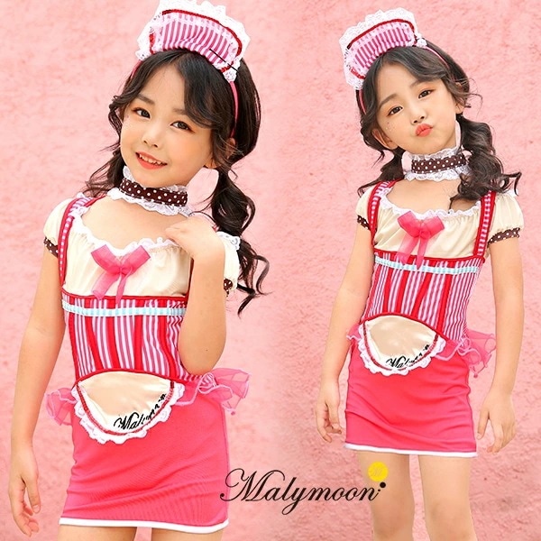 ハロウィン コスプレ 衣装 子供 キッズ メイド ウェイトレス 店員 ダンス 仮装 女の子 可愛い コスチューム マリームーン 子供服 メイド服 コスプレ衣