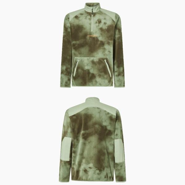 暖かいフリースハーフジップTシャツ グリーン ゴルフウェアルック アクティブなゴルフウェア服 手軽な運動用品 メンズゴルフTシャツ