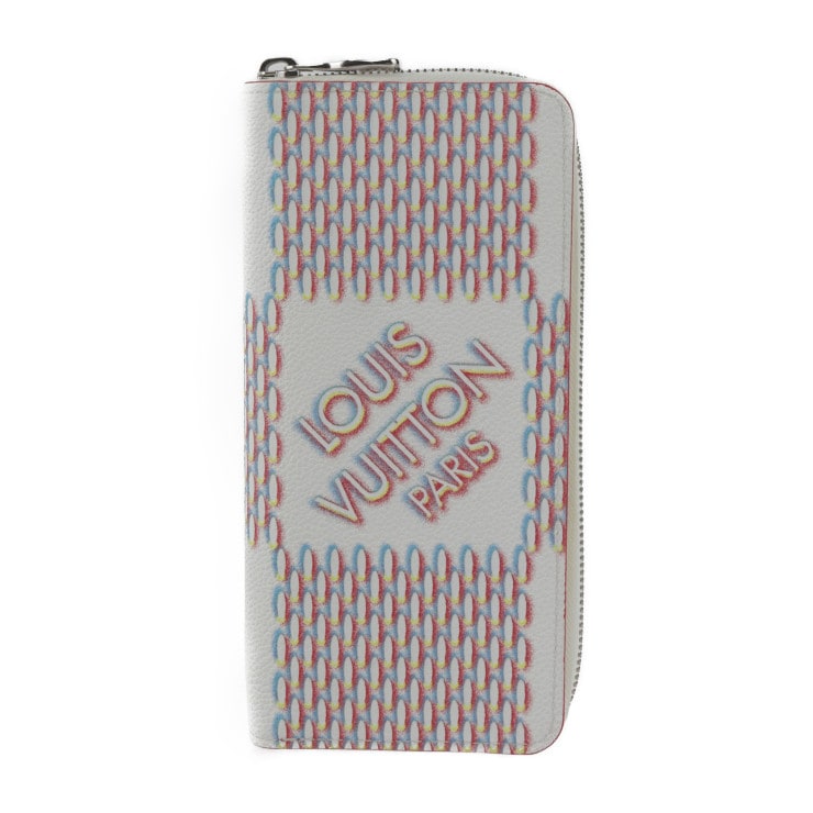 ジッピーウォレット ヴェルティカル ダミエ ジャイアント スプレー 長財布 M81403 レザー ブロン ホワイト系 マルチカラー シルバー金具 二つ折り財布 ラウンドファスナ【本物保証】 47,160円