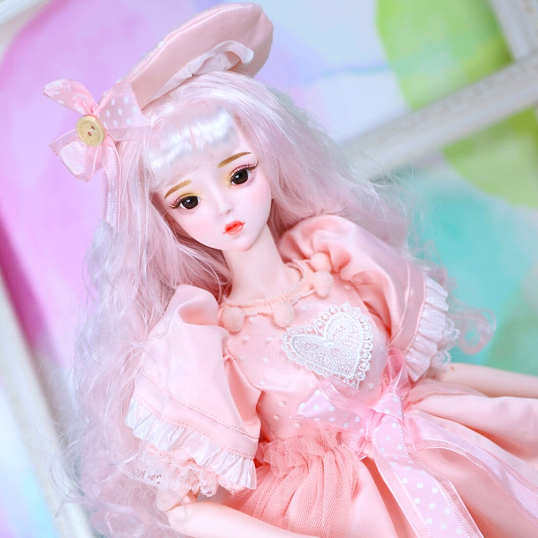 60センチメートルbjd人形姫の人形の服セット子供子供のためのキャラ公式メイク (顔取り外し可能なバージョン) (ヘッド統合)