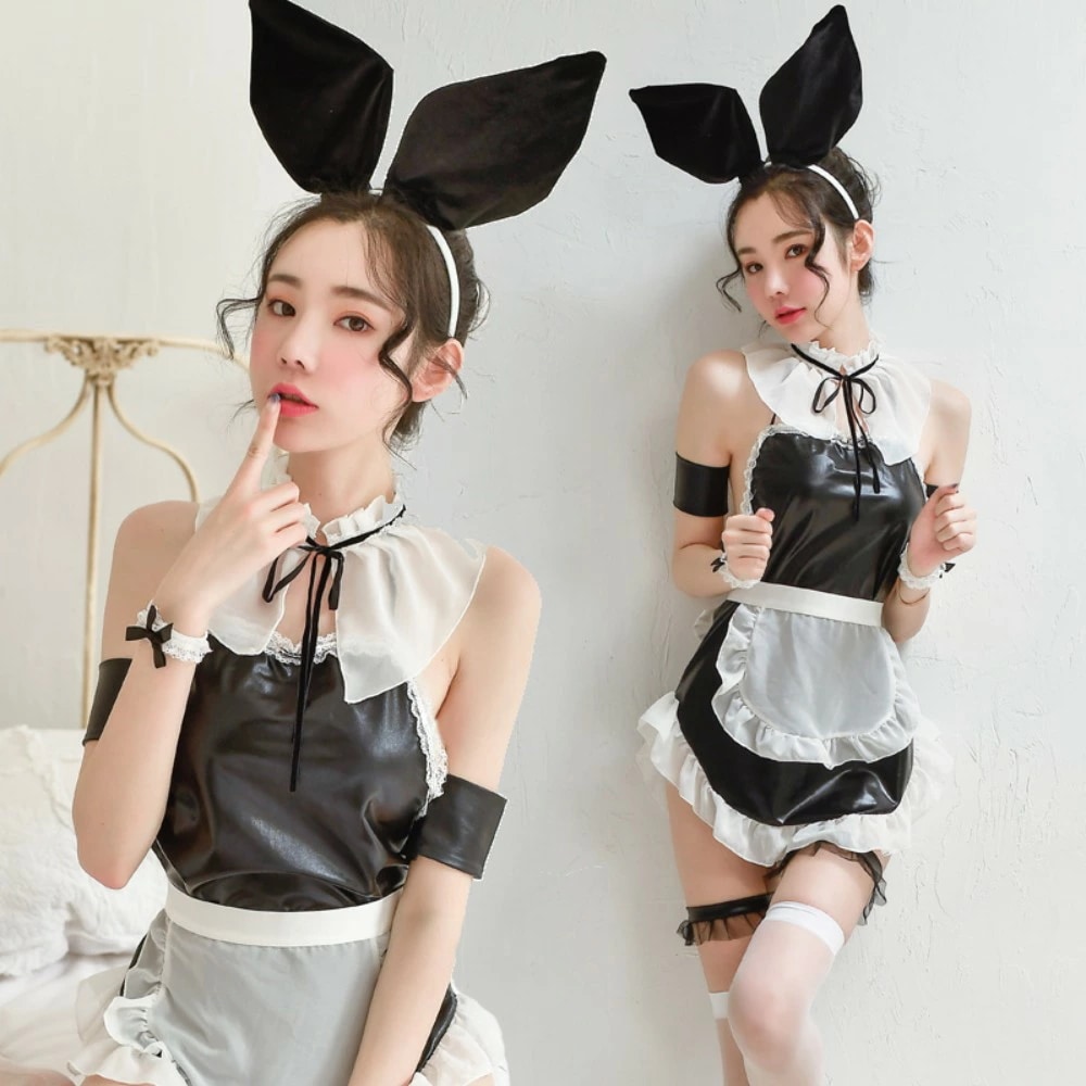 アダルト系 裸エプロン メイド服 バニーガール 全身セット セクシー コスプレ エロい エロいコスプレ エッチなコスプレ ガーターリング うさぎ耳カチューシャ Tバックショーツ セクシーランジェリー 5,446円