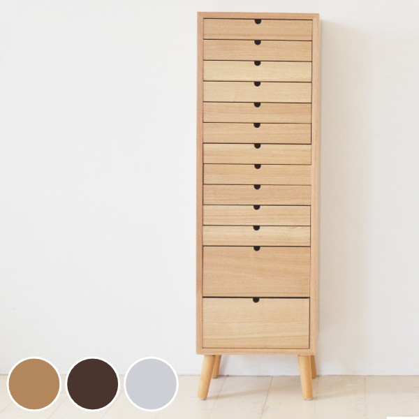多段チェスト 13段 北欧風 タモ突板仕上 リビングチェスト 幅36cm チェスト 収納 サイドチェスト リビング収納 収納チェスト 木製 木目 タモ 北欧 ナチュラル シンプル 引出 引出し