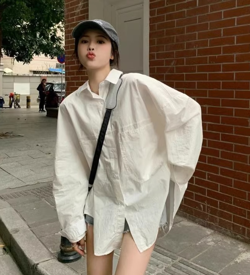 トップス デート モテアイテム シャツ ルーズ 長袖 ビックT コットン 大人可愛い きれいめ 上品 おしゃれ かっこいい 大人可愛い ラブリー キュート ガーリー クール モード系 セクシー