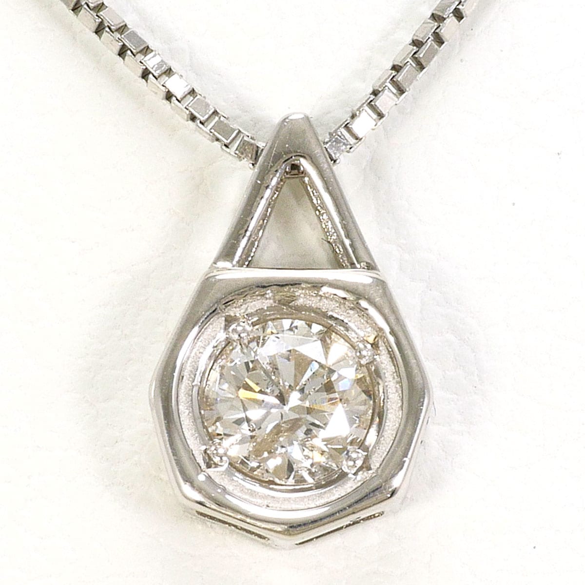 PT850 プラチナ ネックレス ダイヤモンド 0.26ct I1 鑑定書 総重量約3.1g 約40cm 中古
