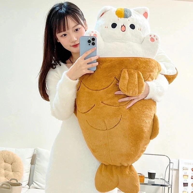 【送料無料】たいやき抱き枕人形はキュートで可愛いにんじんうさぎのぬいぐるみです- たい焼き+猫 にんじん+白うさぎ - 大きな骨 + 小さな犬