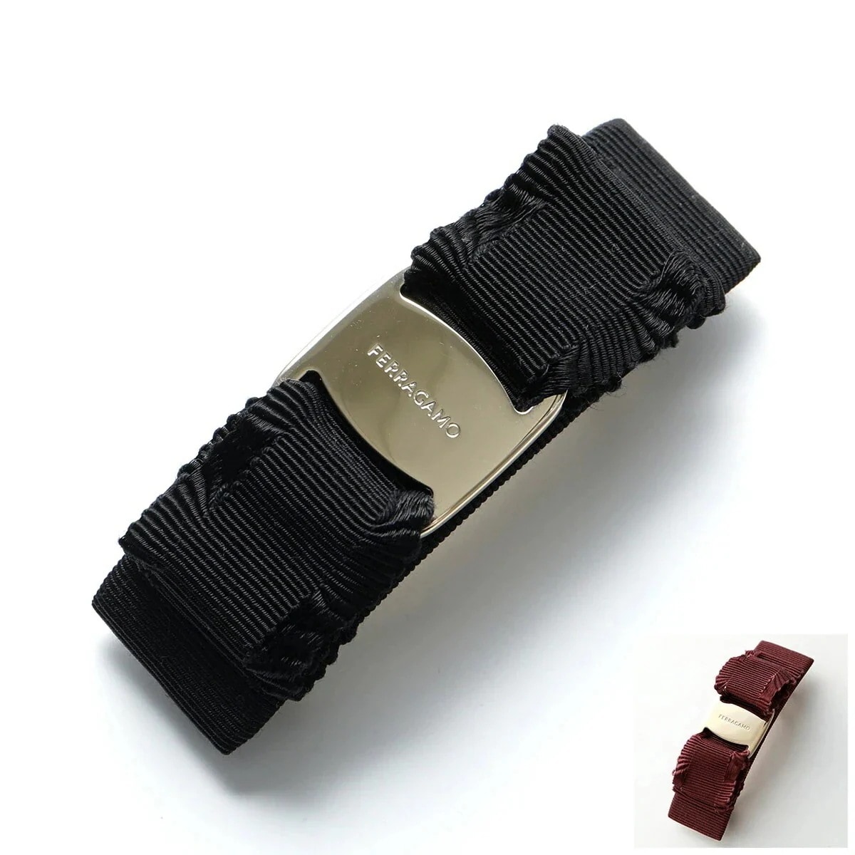 FERRAGAMO フェラガモ バレッタ 34 6972 662681 レディース ヴィラ リボン ヘアアクセサリー ロゴメタルプレート カラー2色 【mega】