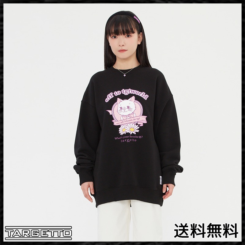 [韓国直配送][TARGETTO] RIBBON CAT SWEAT SHIRT_BLACK
