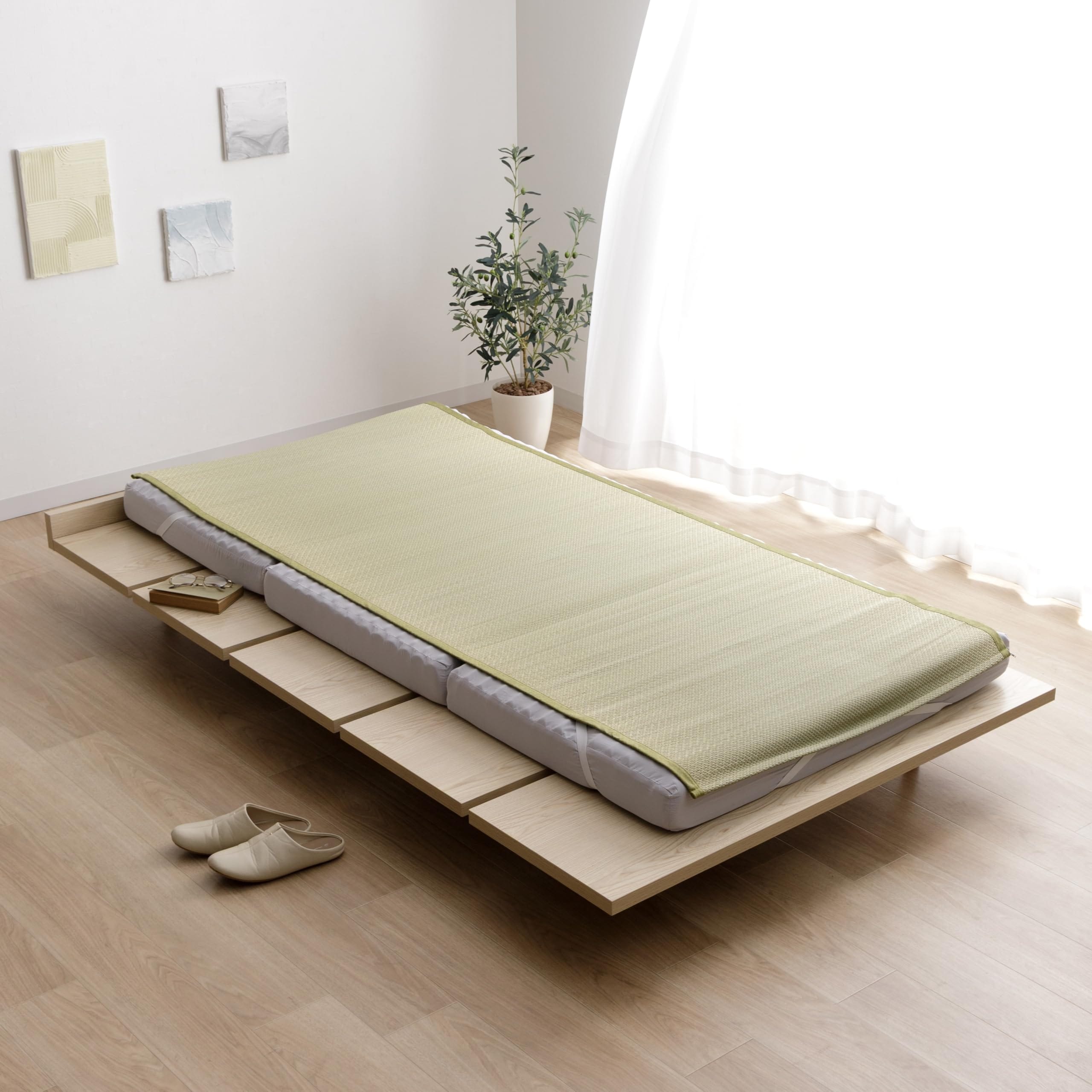 イケヒコ い草 敷きパッド 日本製 い草シーツ シングル 寝ござ 癒やし グリーン 約88×200cm ゴムバンド付き 無染土 抗菌 防臭 消臭 無垢 国産 夏用 敷パッド 畳 たたみ ねござ ネゴザ