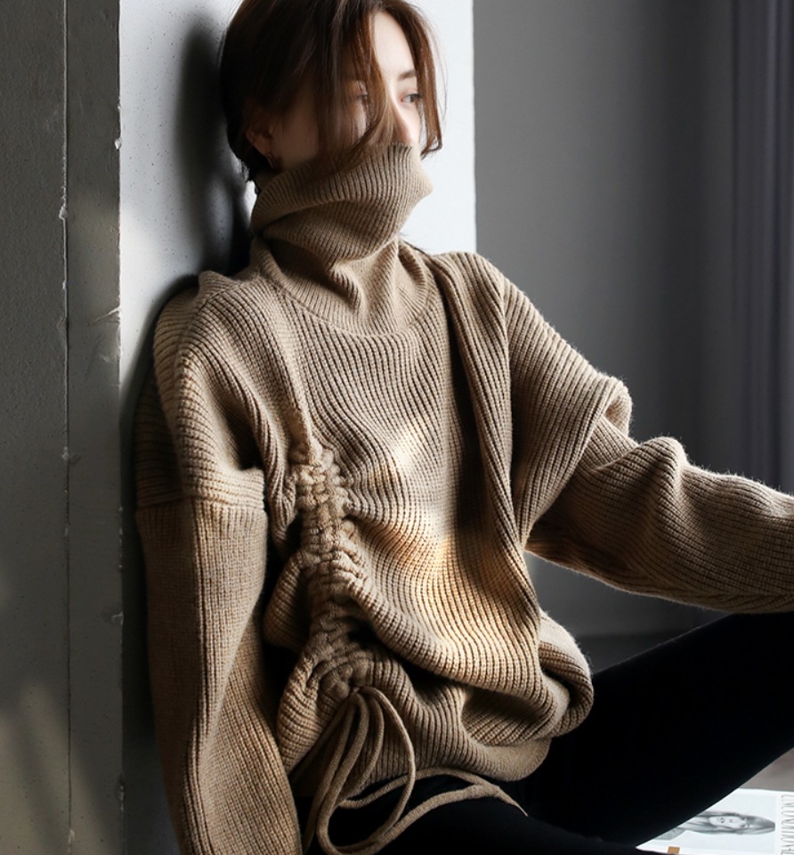 トップス デート モテアイテム ざっくりニット 長袖 タートルネック リブニット ウール 可愛い きれいめ 上品 おしゃれ かっこいい 可愛い ラブリー キュート ガーリー クール モード系
