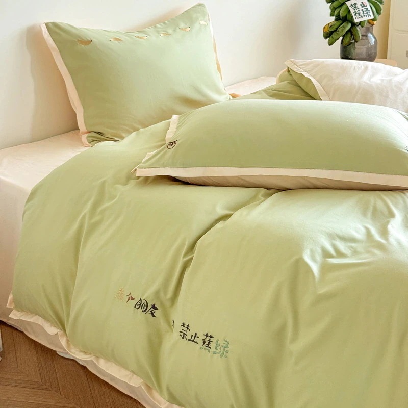 【急速出荷!】今の流行カテゴリーA 母子グレード 4点セット 柔らかウォッシュコットン バナナ刺繍学生寮 シングル 3点セット