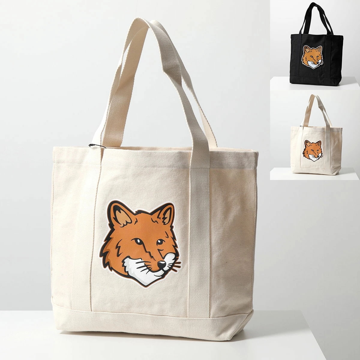 MAISON KITSUNE メゾンキツネ トートバッグ LW05101WW0050 メンズ フォックス ロゴ コットンキャンバス 鞄 カラー2色