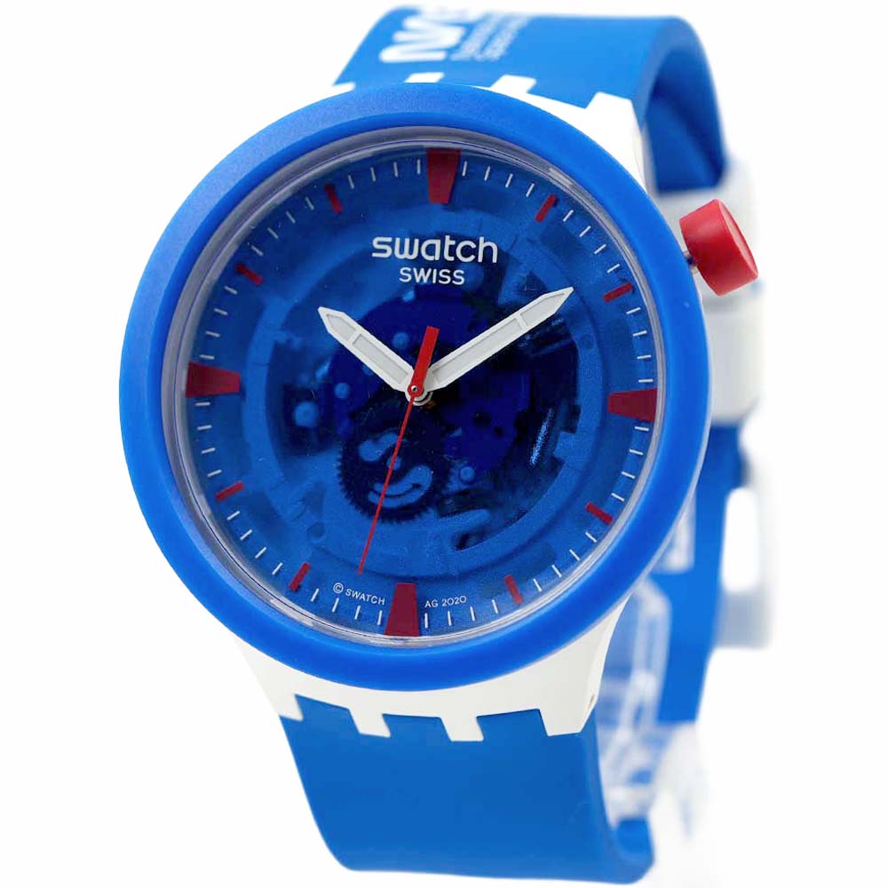 スウォッチ 腕時計 メンズ レディース ユニセックス バイオセラミック スケルトン ブルー swatch SB03Z100