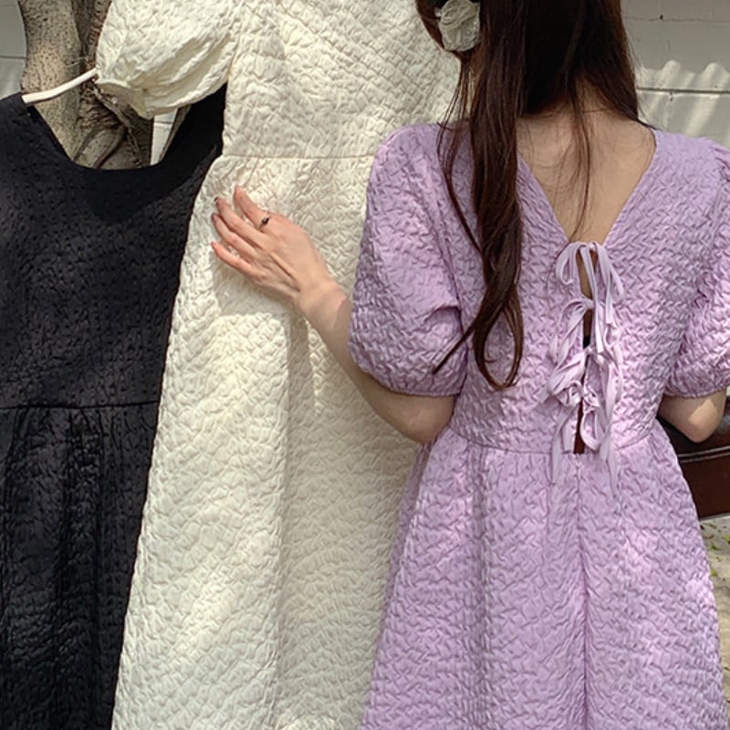 3color レディース ワンピース ハイウエスト ロング丈 半袖 カジュアル フェミニン ラフ