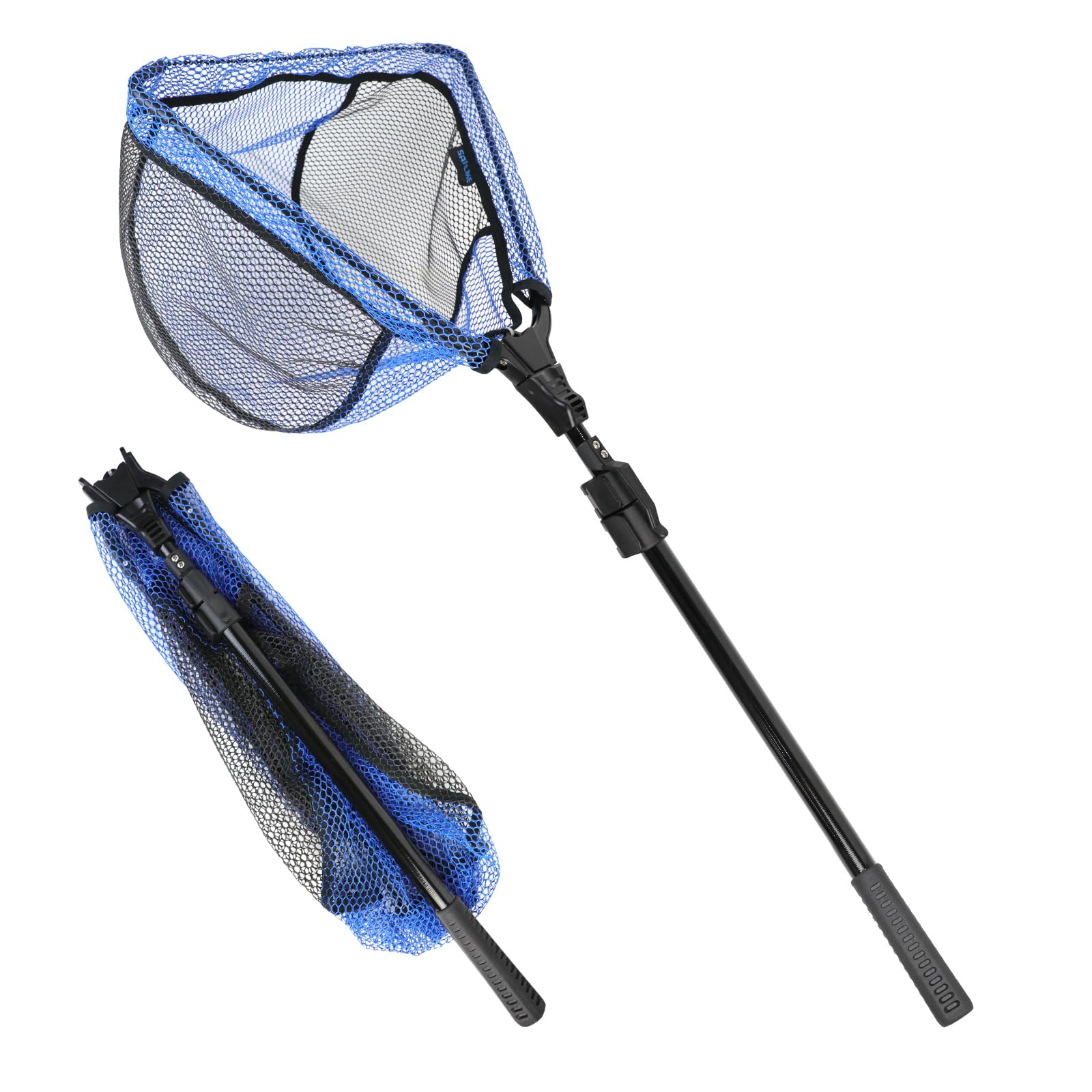 SANLIKE 玉網 タモ網 折り畳み式 ランディングネットガラス繊維 ワンタッチネット 3段階 伸縮式 調節可能 釣りネット すくい網 軽量 ラバーコーティングネット 淡水海水適用 釣り コンパクト