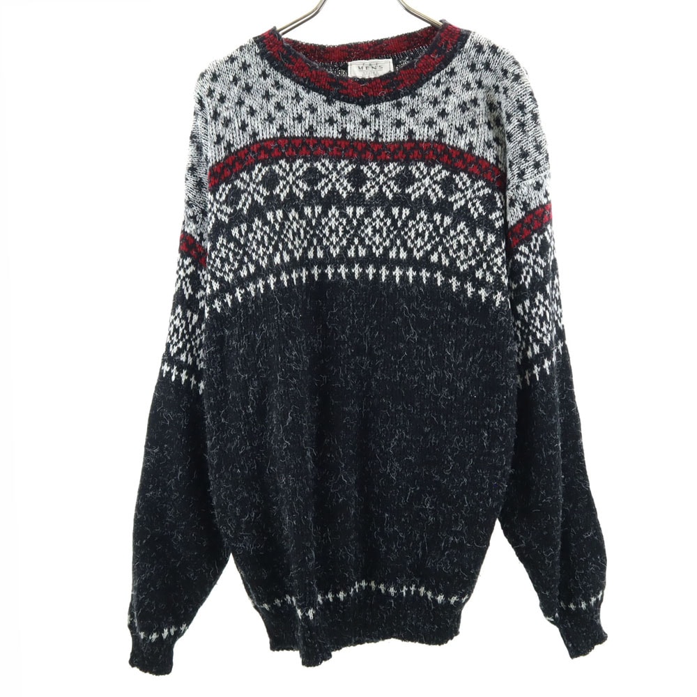 THE MENS STORE AT SEARS 90s USA製 アクリル オールド ノルディック柄 長袖 セーター M 黒系 ニット メンズ