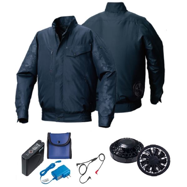 KU92000 空調服 ポリ製 FAN2200B/LISUPER1 ネイビーxネイビーエンボス 4L