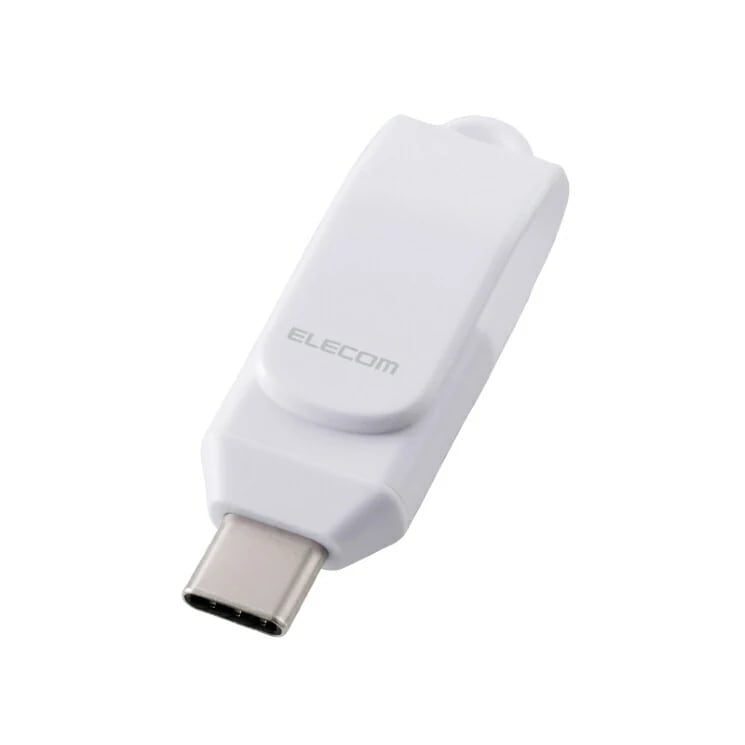エレコム USBメモリ 128GB USB Type-C 高速転送 iPhone/iPad/Android/PC対応 回転式コネクタ ストラップホール付 セキュリティ対応 ホワイト MF-CEU312