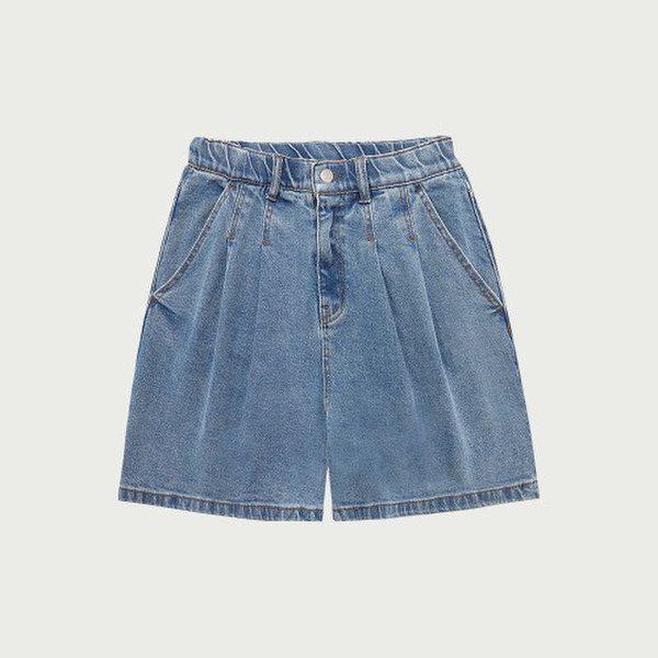 女性用ヒドゥンバンディングツータックバミューダデニムショーツ10520-156-401-10-247_US