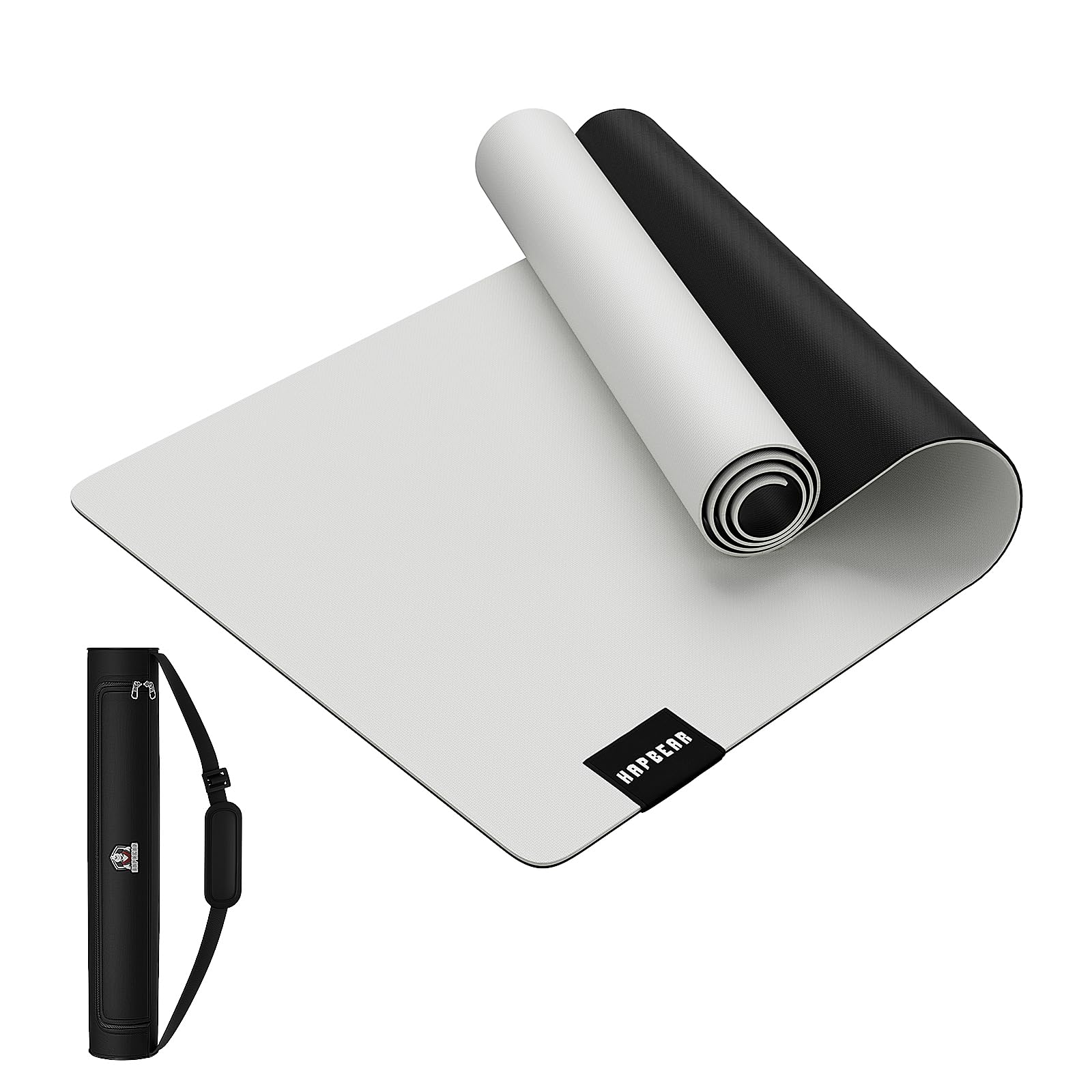 HAPBEAR ヨガマット トレーニングマット エクササイズマット 防滑 高密度 特大 両面天然ゴム製 183×76cm 5mm厚 耐摩耗 抗菌防臭 オックスフォード収納バッグ付属 屋内・ジム・アウト