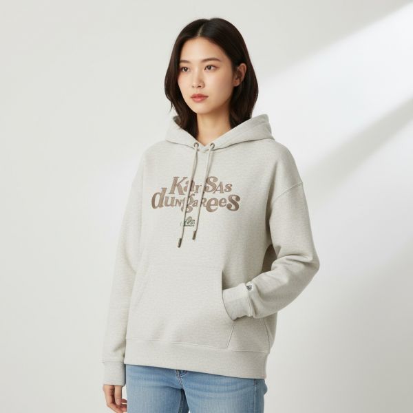 ウーマン ダンガリーズ スタンダードフィット フード付きTシャツ オートミール