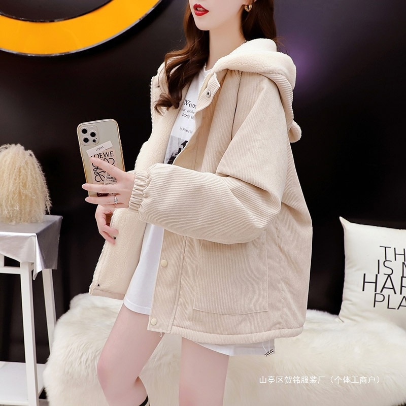 秋冬新スタイル2025パッチワーク毛皮コート女性用韓国風デザイン刺繍クマプラスベルベットフード付き