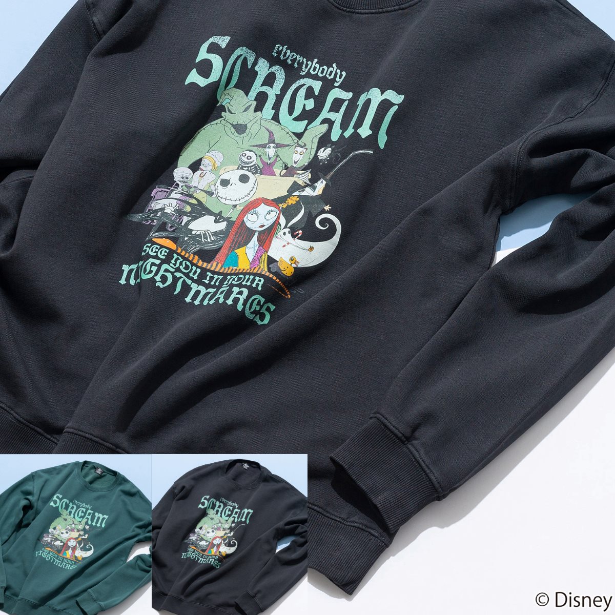 ナイトメアー・ビフォア・クリスマス オリジナルデザイン 裏起毛クルーネック スウェット