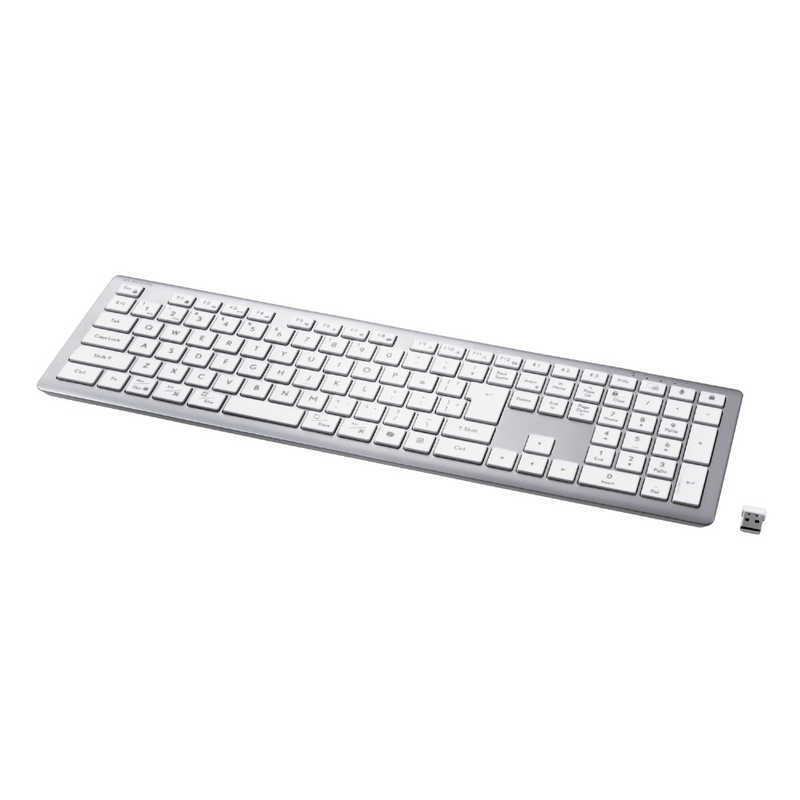 ワイヤレスキーボード Bluetooth & 無線2.4GHz両対応 日本語配列 超薄型 充電式 iPad iPhone Mac Windows 対応 ホワイト TK-PN10FMPWH