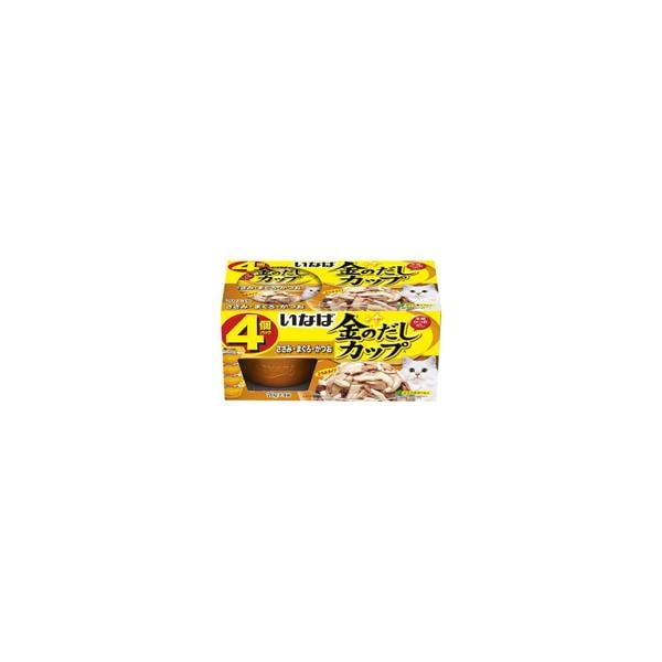 【1ケース】【お取り寄せ対象品】金のだしカップ ささみ・まぐろ・かつお 70g×4個パック [いなばペットフード いなば 金のだし] *12個