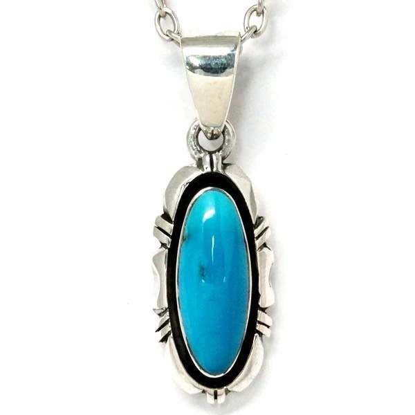 インディアンジュエリー ペンダント ネックレス 天然石 ターコイズ エッジ切りだし風 プレート メンズ シルバー925