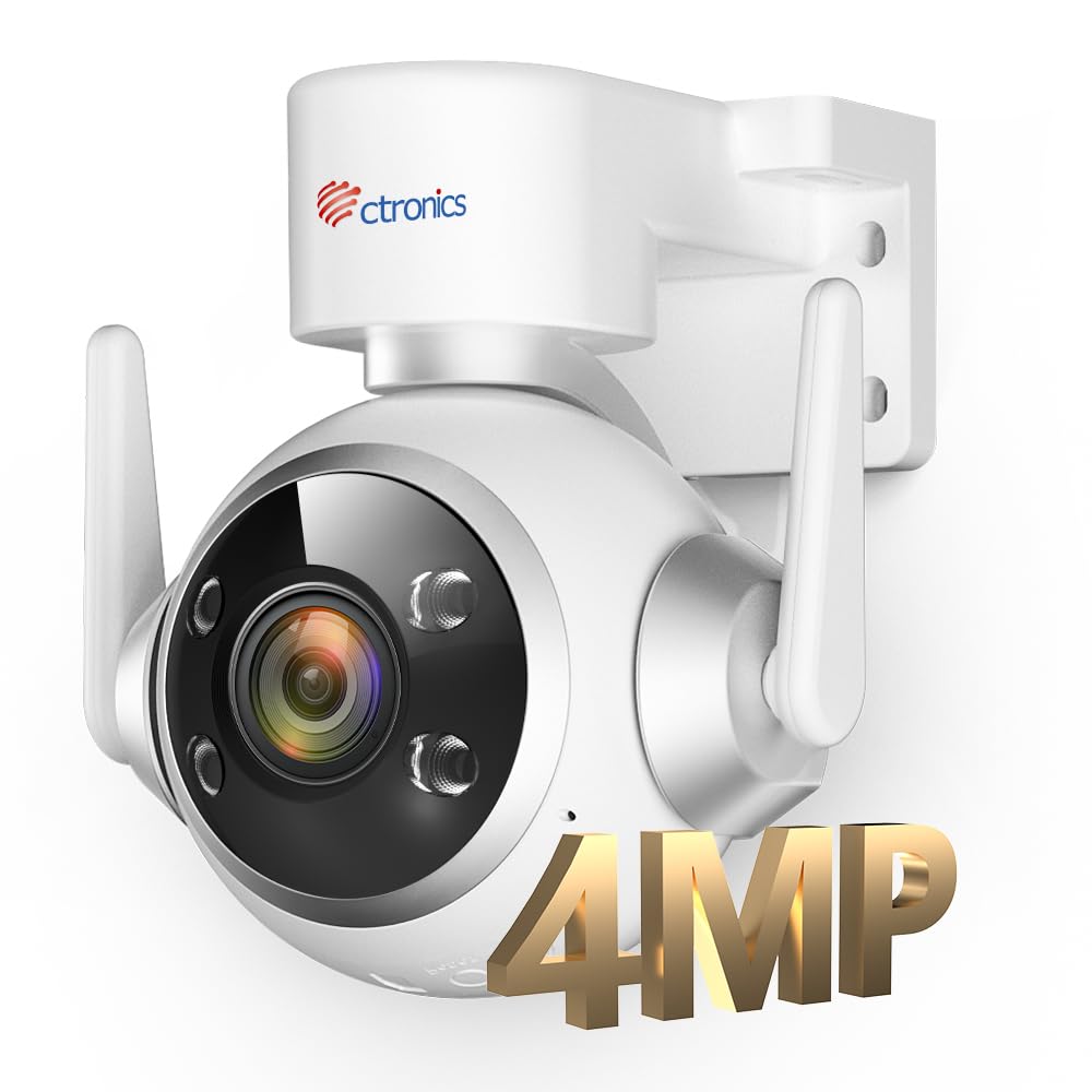 Ctronics 防犯カメラ 屋外 自動追跡 2.5K 4MP 5GWi-Fi対応 スマホ・PC遠隔操作 24時間全日録画 FTP/ONVIF/NVR対応 APモード 壁掛け/天井吊下げ/ポールに取付