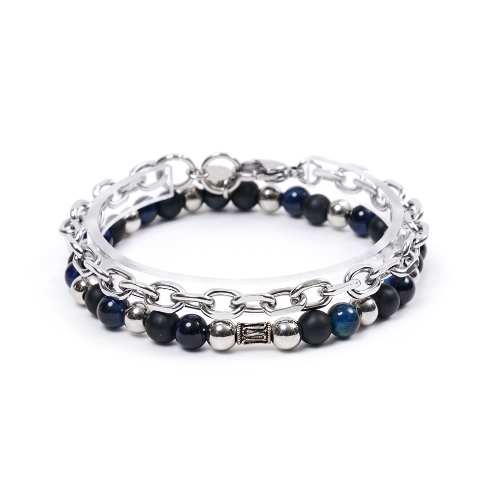 JBANS クラシックシルバーミックス 344 スマイル 691 サージカルスチールブレスレットセット (C2101-SE160_SV)