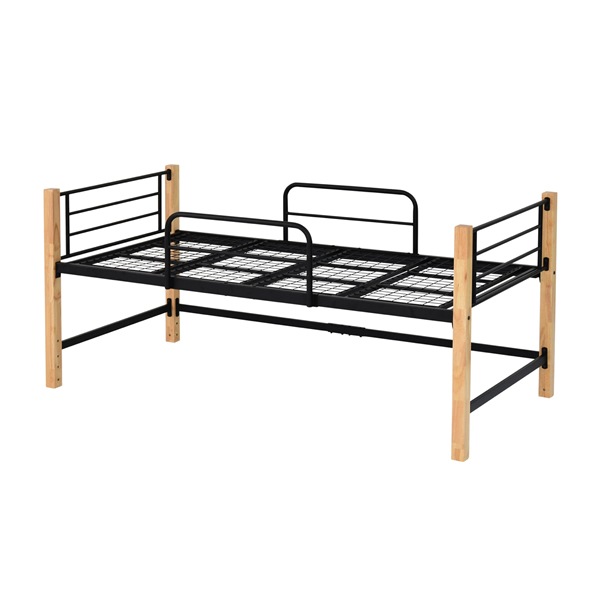 パイプベッド シングル ハイタイプ ベッド下収納 IRI-1041-BKNA ブラック×ナチュラル