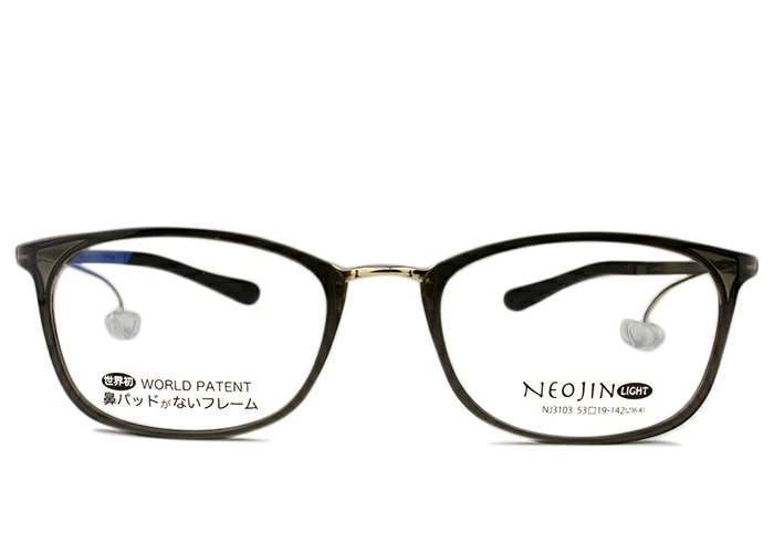 ネオジン NEOJIN nj3103 c.40 カーキ 鼻パッドなし サイドパッド メガネ めがね 眼鏡 メンズ レディース ユニセックス