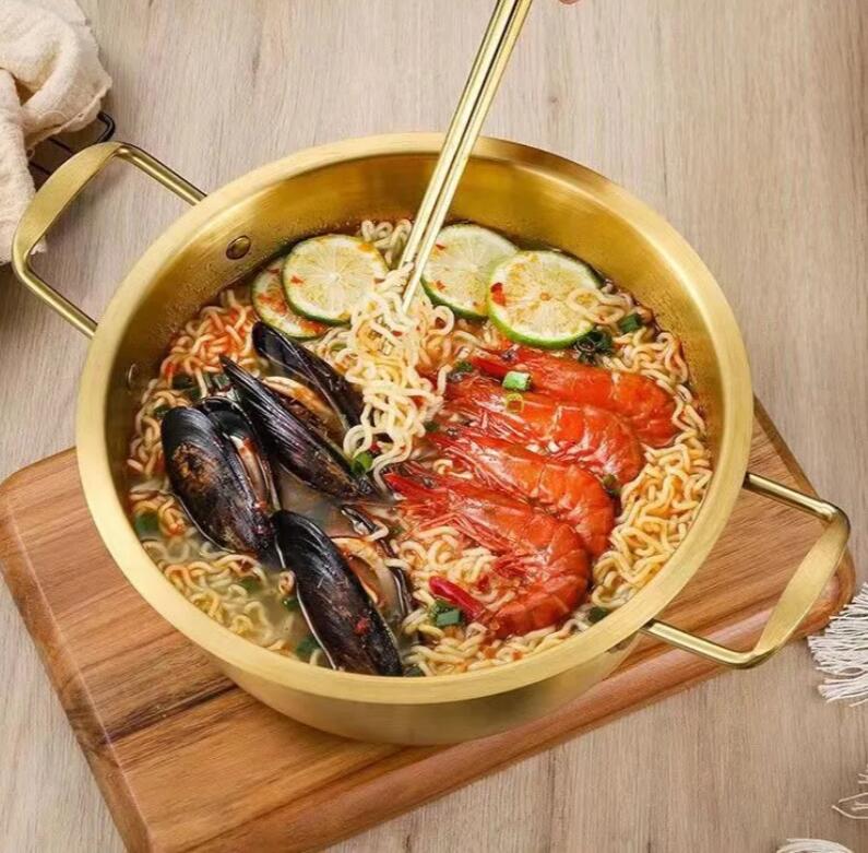 1つ買うと10個無料韓国式ラーメン鍋宿舎小鍋ステンレス金色スープ鍋韓国ドラマ多機能煮込み麺鍋 34,899円