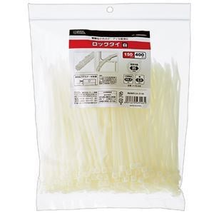 (まとめ) オーム電機 ロックタイ 150mm 白 LT-150W400WH 1袋(400本) 4セット