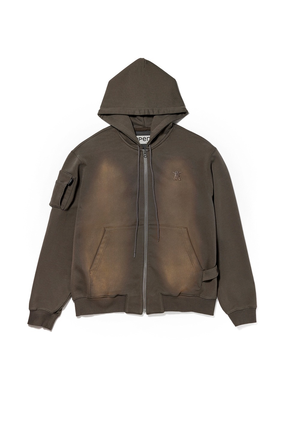 【OPEN Yy】 POCKET WASHED BOX HOODIE : CHARCOAL