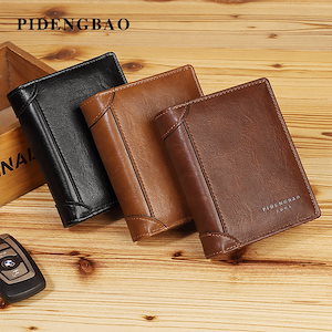 二つ折り財布メンズ欧米レトロミニ財布ビジネスショート財布カードケース