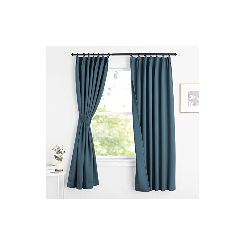 NICETOWN 遮光 カーテン 断熱 間仕切り 幅100cm丈200cm 2枚セット 防音 防寒 カーテンセット 省エネ かわいい 玄関 アパート マンション 部屋 学校 レストラン ストーンブルー