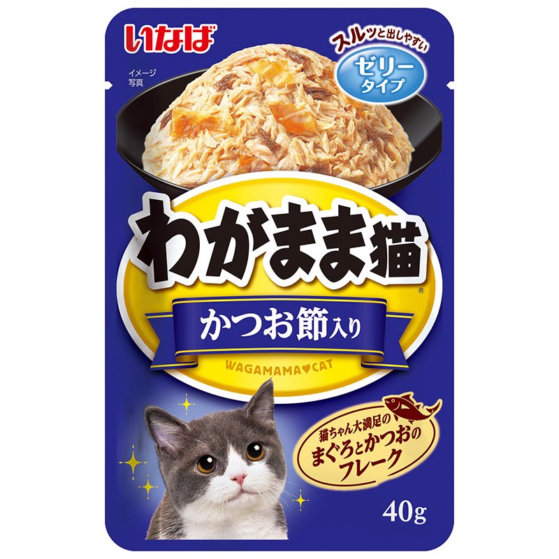 いなば　わがまま猫　まぐろ　パウチ　かつお節入り　４０ｇ　１箱９６袋入り　ＣＲＣ35―20―20―90―00