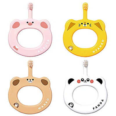 他サイト： Ci ベビー 歯ブラシ S(やわらかめ) 動物柄 リング 4本セット (ブタパンダネコイヌ)の商品画像