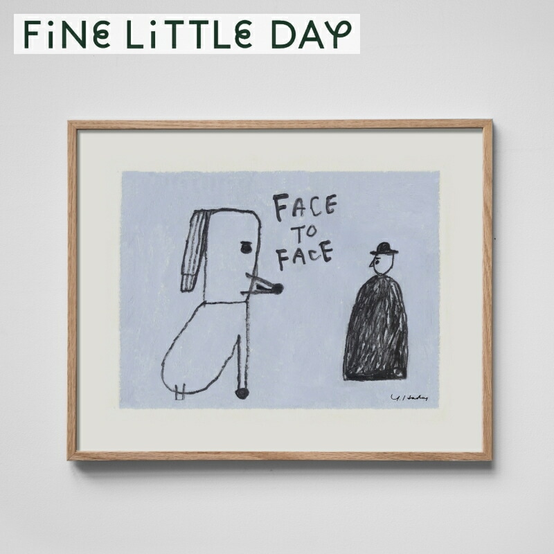 ファインリトルディ　アートポスター　FACE TO FACE (Yoshiko Hada) Fine Little Day 40X50 インテリア おしゃれ 北欧 黒 水色