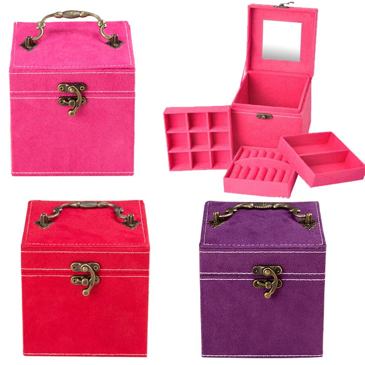 アクセサリーコレクションボックス 3段構造 ジュエリーケース 赤色 ピンク 紫色 アクセサリー 収納 鏡付き 宝石箱 インテリア雑貨 ピアス 指輪 女性 彼女 プレゼント j-box6xxxxxxx